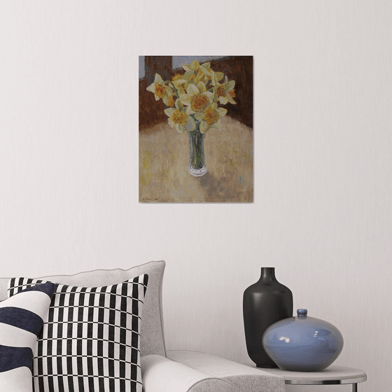 Daffodil Flowers still life oil painting