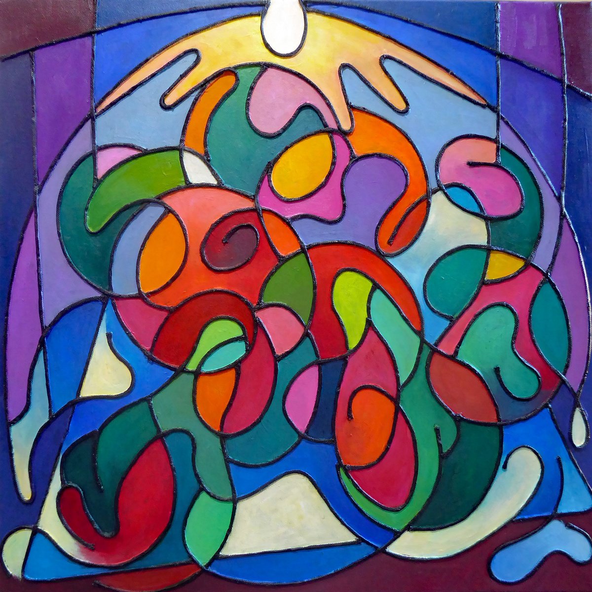 Organic Abstract Painting By Stephen Conroy, 24 X 24", Still Life Of Fruits, Original Artwork