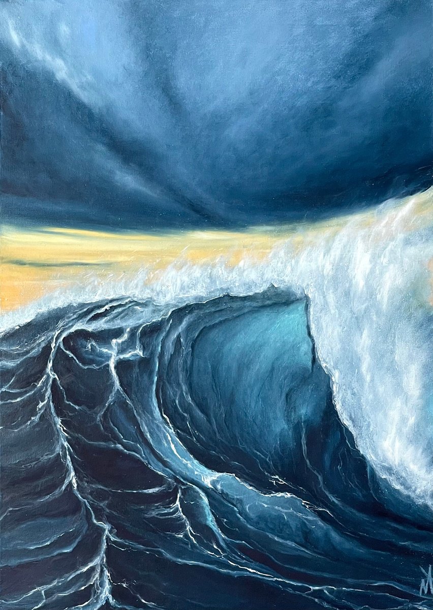 Expressive Landscape Oil Painting By Anastasiia Novitskaya, 20 X 28, Through The Water, Original Artwork