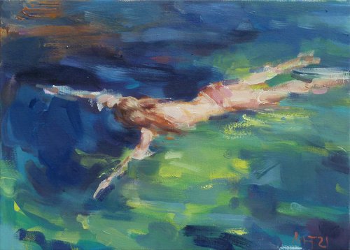 Swimming at sea by Nelina Trubach-Moshnikova