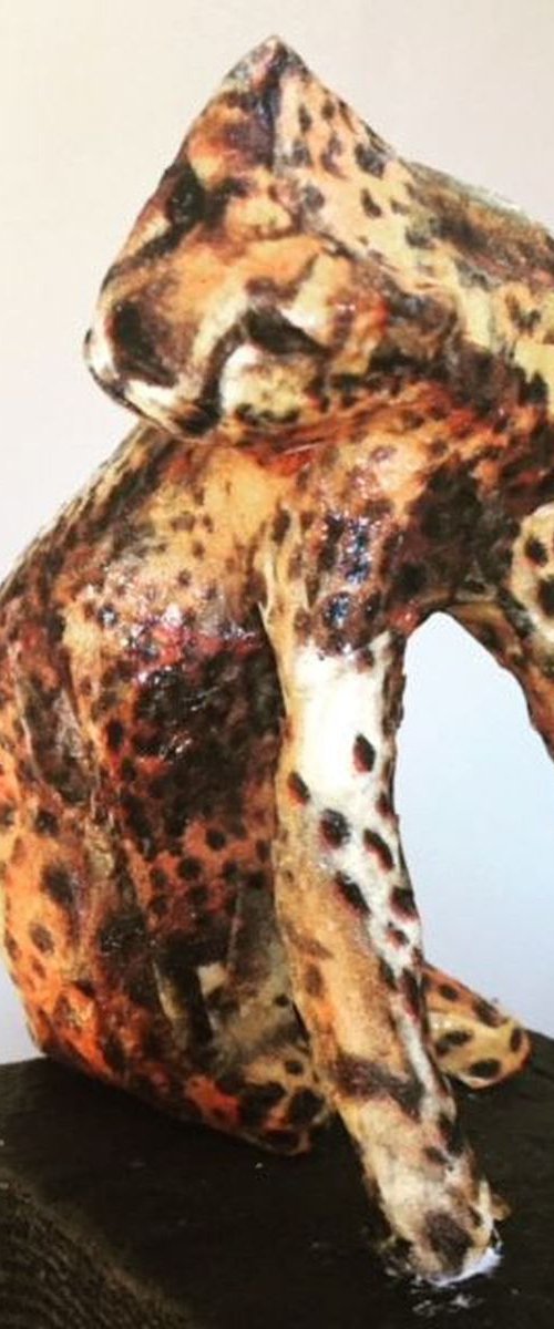 Leopard - paper mache sculpture by Paul Simon Hughes