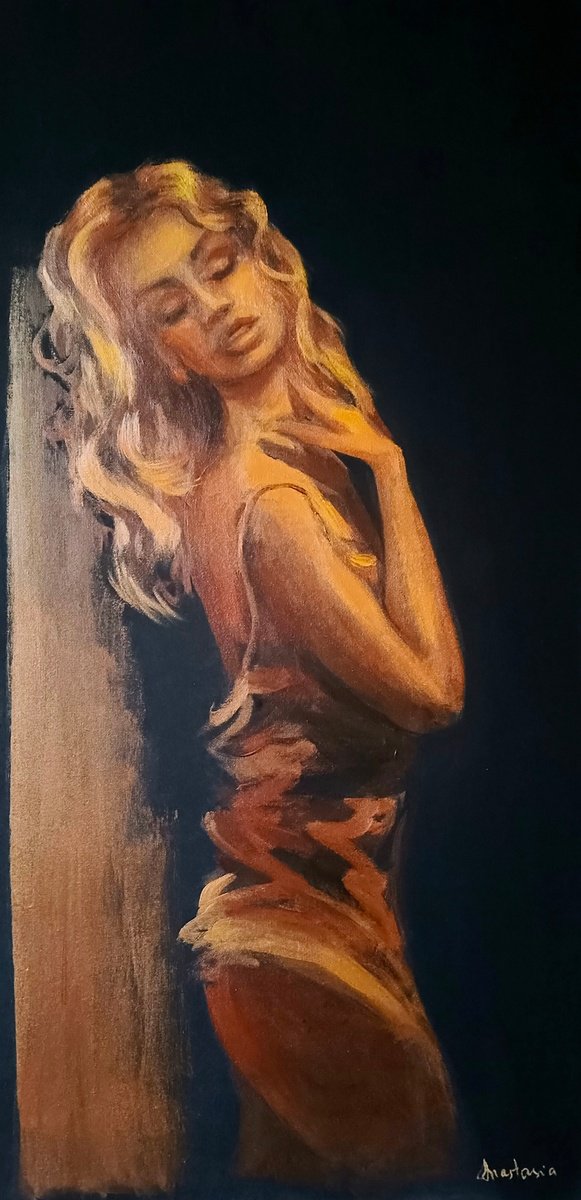 Woman Black Gold minimalism by Anastasia Art Line