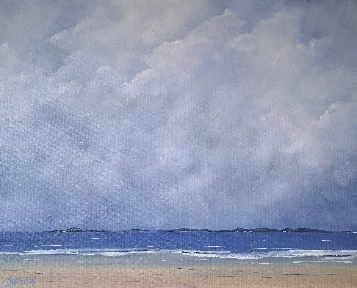 Impressionistic Landscape Oil Painting By John Halliday, 20 X 16, Storm Over The Skerries, Original Artwork