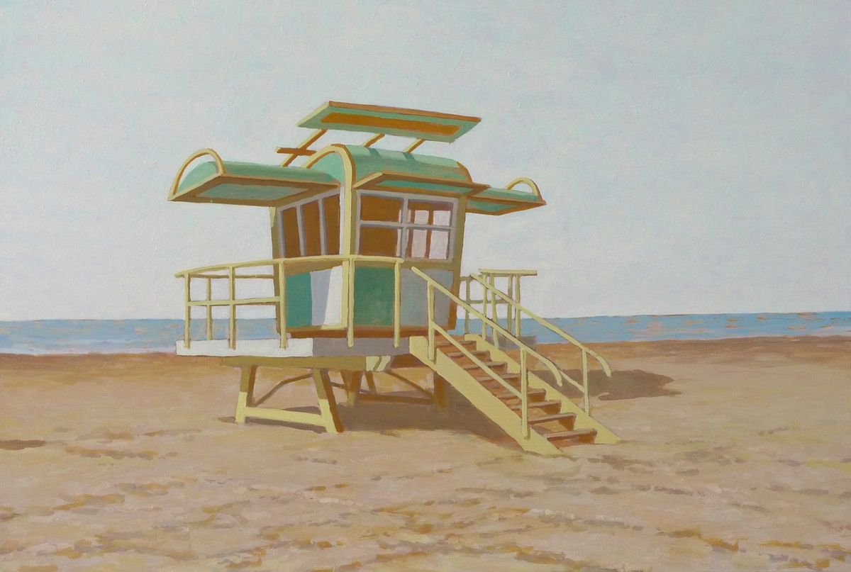 Photorealistic Landscape Oil Painting By Sergej Sologub, 24 X 16", Miami . Strand Metamorphosen 7., Original Artwork