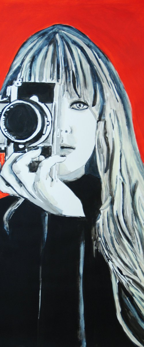 Girl with camera  / 70.5 x 50 cm by Alexandra Djokic