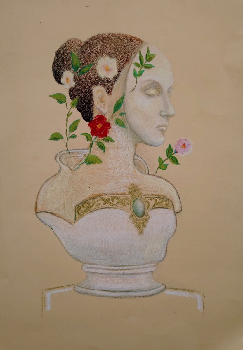 Portrait Oil Painting By Kira K. Sadian, 12 X 16", White Form, Original Artwork