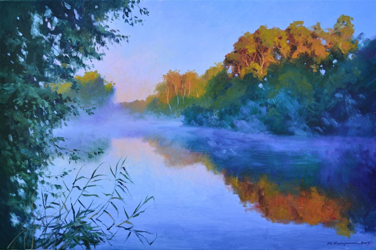 Impressionistic Landscape Oil Painting By Ruslan Kiprych, 24 X 16", First Rays, Original Artwork