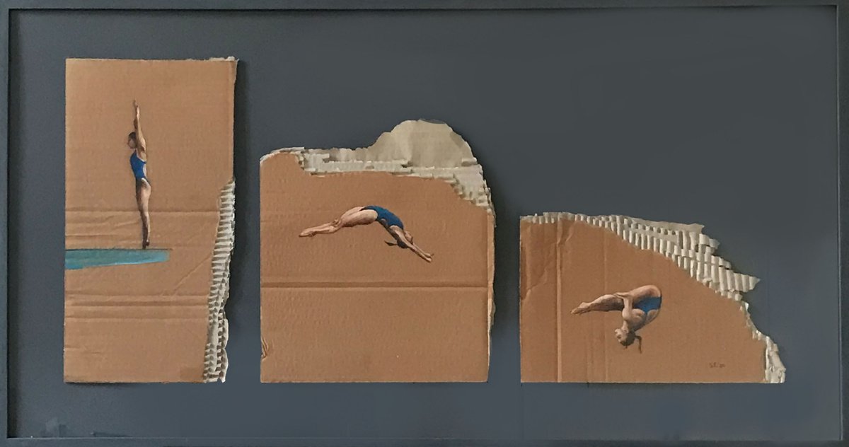 Graphic Portrait Acrylic Painting By Sofia Fresia, 36 X 19", Nel Vuoto (In The Void), Original Artwork