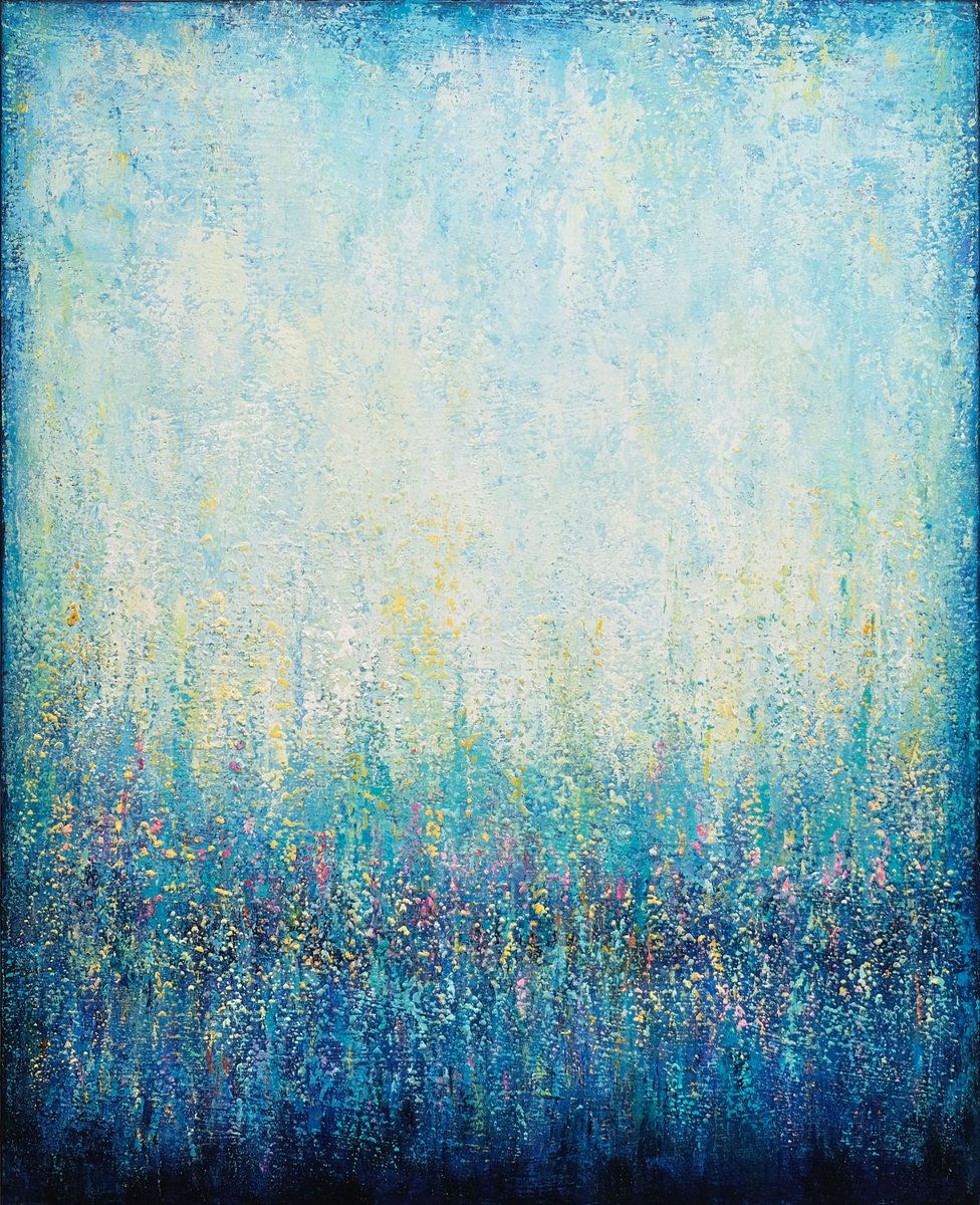 Abstract Landscape Acrylic Painting By Behshad Arjomandi, 32 X 39, Serenity, Original Artwork