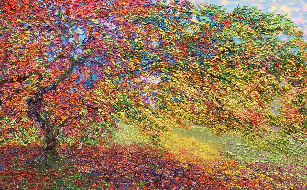 Impressionistic Landscape Oil Painting By Kenneth Halvorsen, 48 X 30", Arbor Of Light, Original Artwork