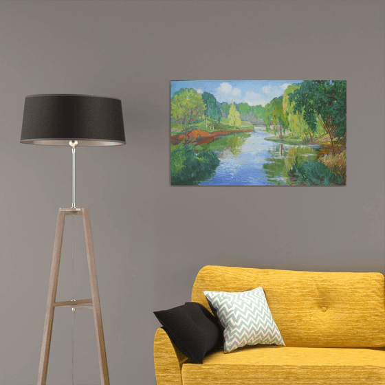 Willows over the river - Original oil painting (2016)