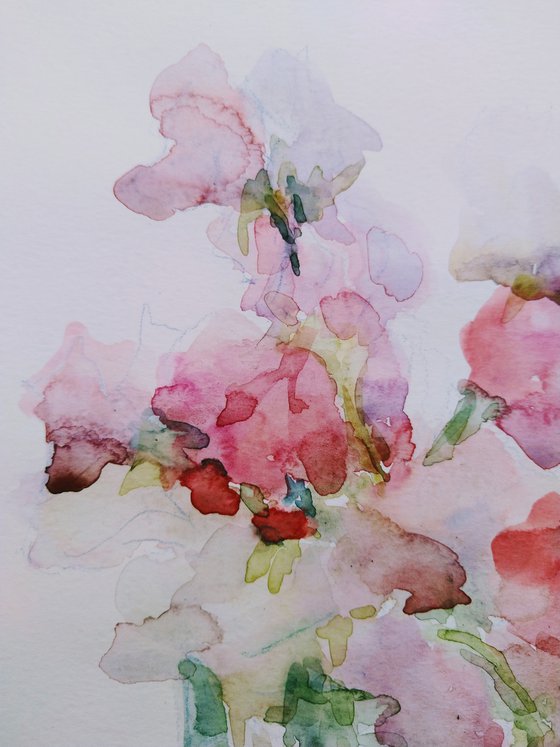 Sweet pea. Original watercolour painting 2021.