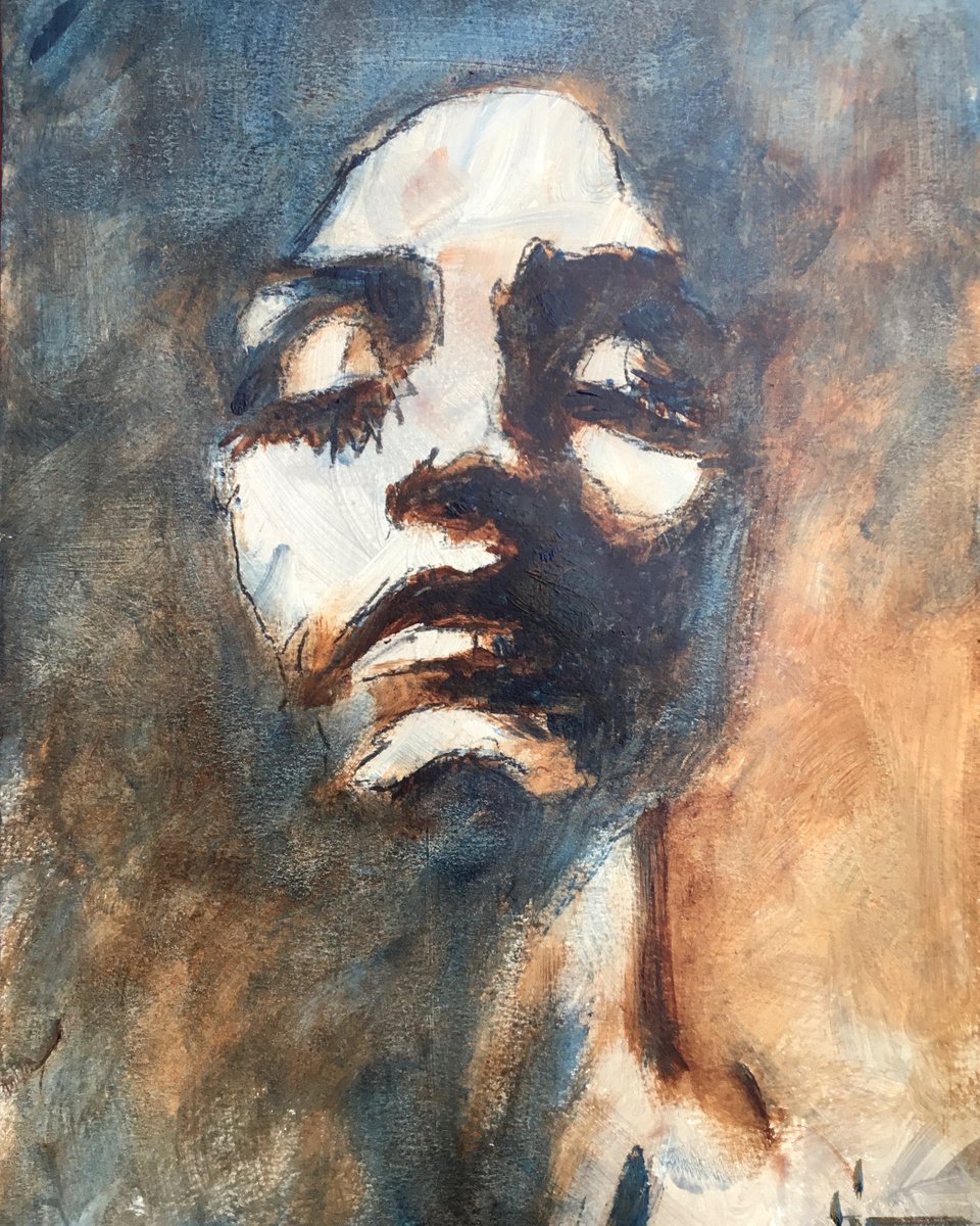 Expressive Portrait Acrylic Painting By Dominique Deve, 12 X 16, Mask, Original Artwork