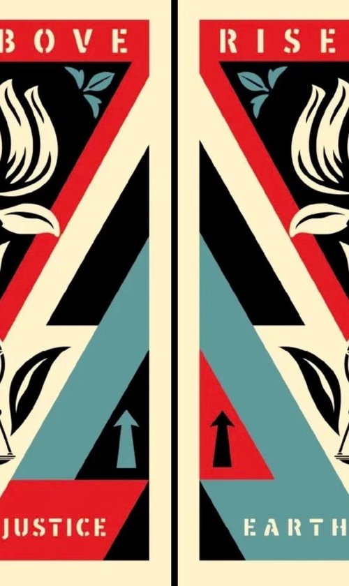 Rise Above Earth Justice (Blue and Red) by Shepard Fairey