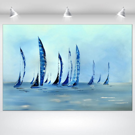 Happy Holidays II - abstract seascape on canvas, ready to hang