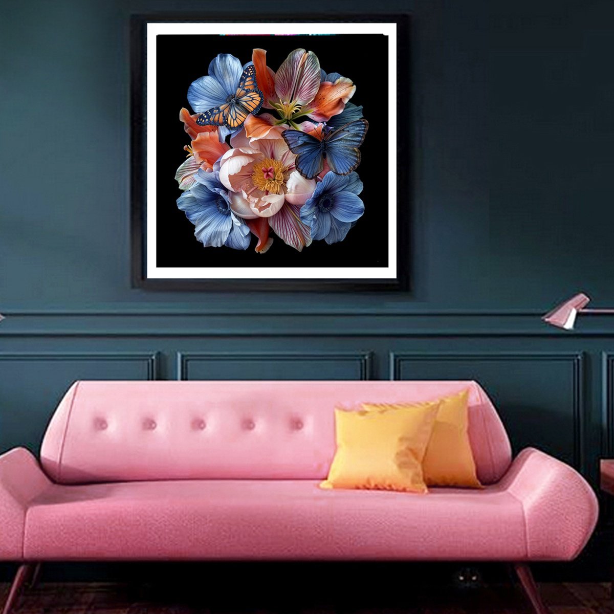 Photorealistic Botanical Photograph By Michael Filonow, 26 X 26", Butterfly Garden 6, Original Artwork