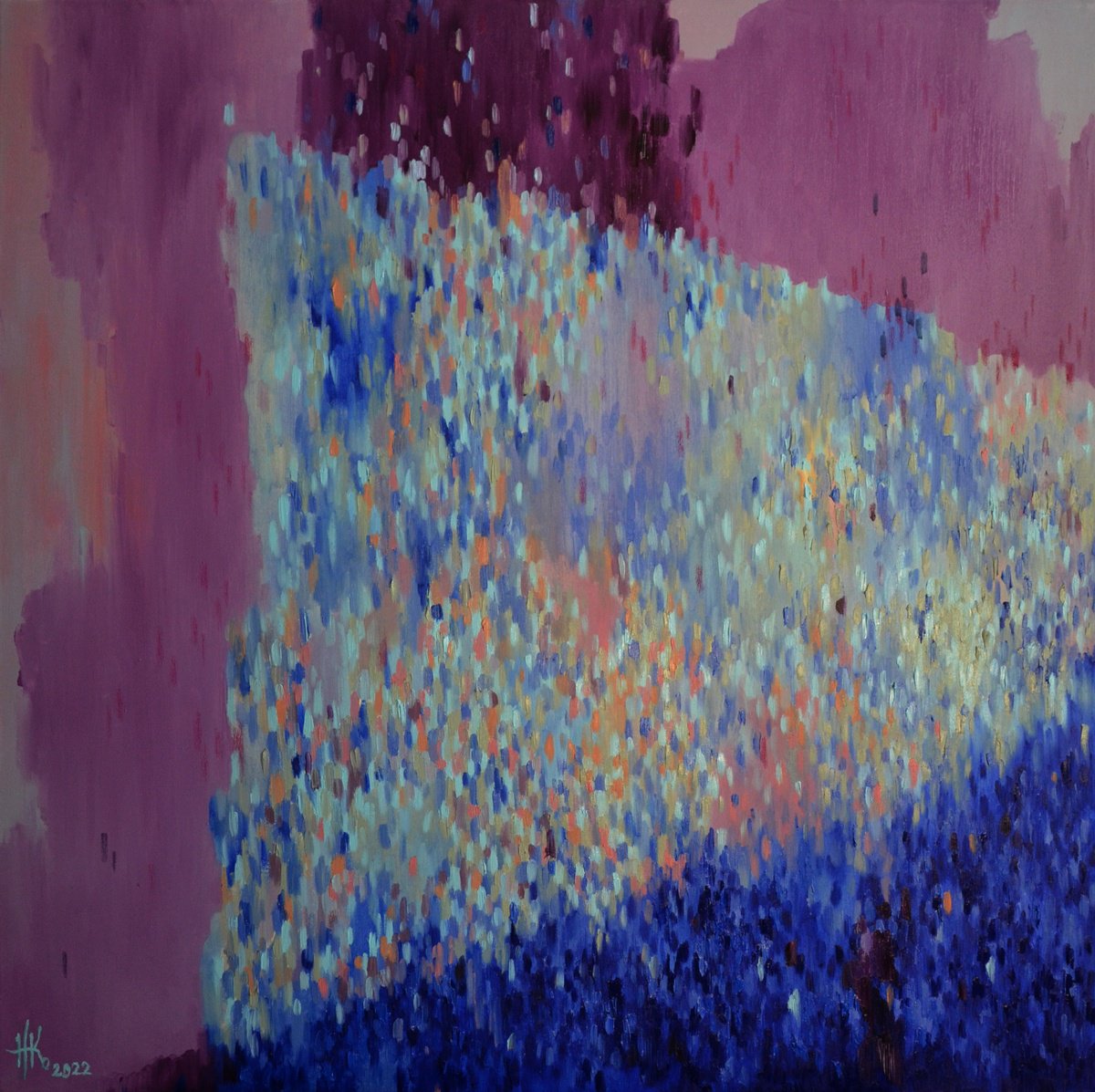 Organic Abstract Oil Painting By Zhanna Kondratenko, 28 X 28", Blossoming. Spring Morning, Original Artwork