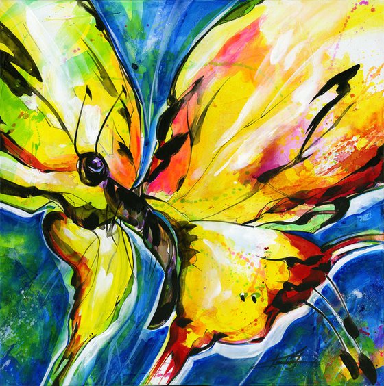 Joyful Ecstasy No 3 - Abstract Butterfly by Kathy Morton Stanion