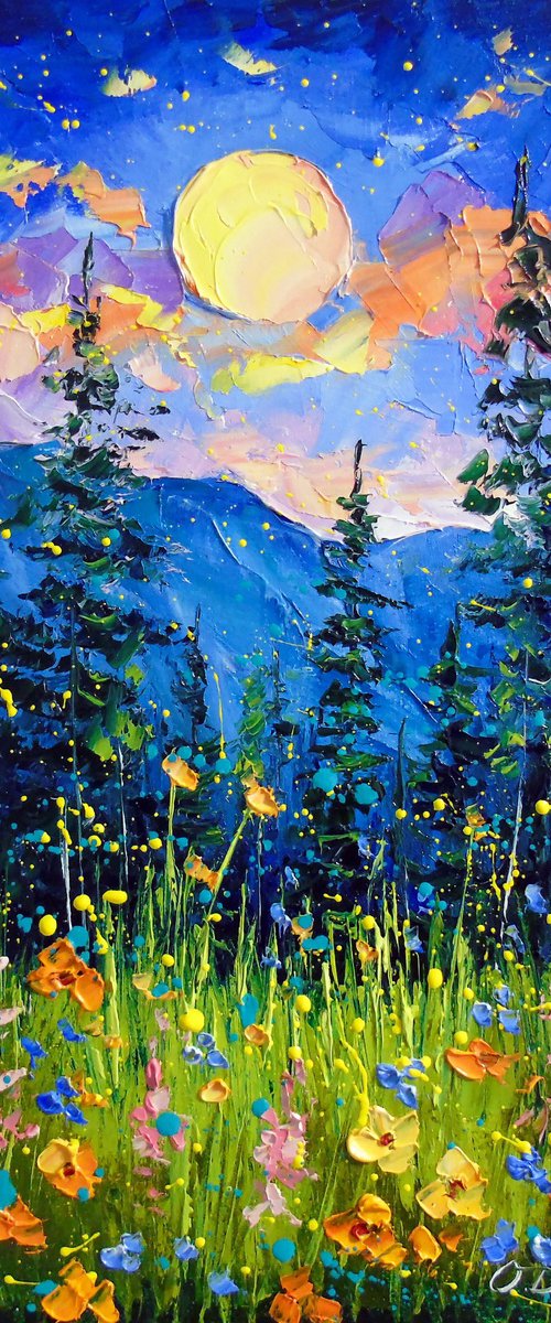 Moonlit Night by the Mountains by Olha Darchuk