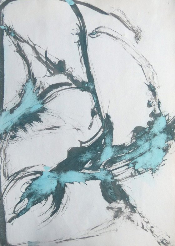 Blue abstract drawing, 29x42 cm