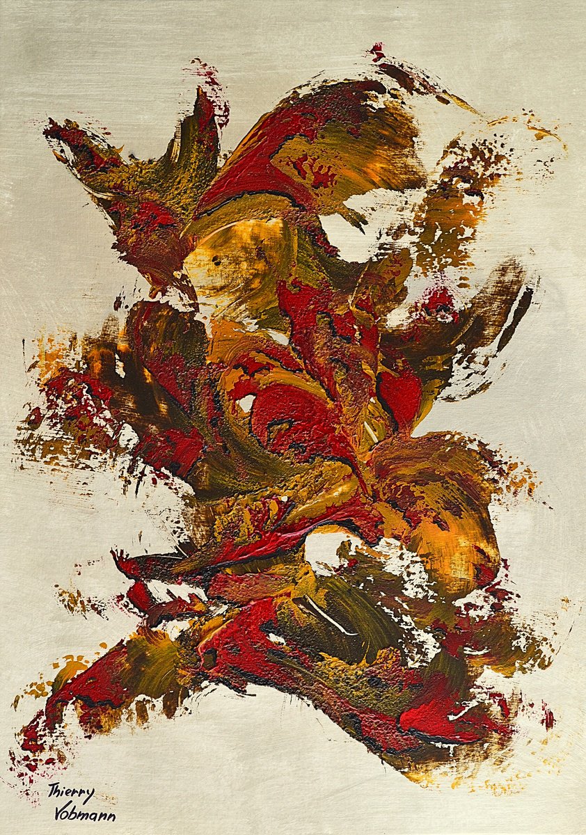 Abstract Acrylic Painting By Thierry Vobmann. Abstract ., 12 X 17", Ideal Gift 103, Original Artwork