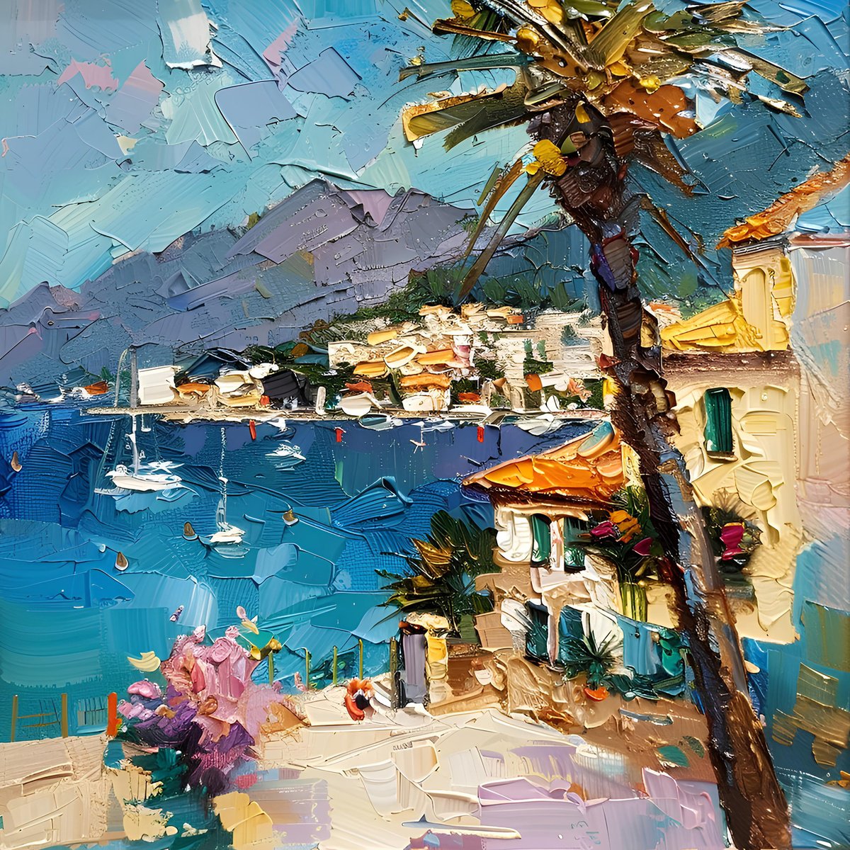 Impressionistic Landscape Print By Elena Avanesova, 16 X 16, Mallorcatherapy. Joy, Original Artwork
