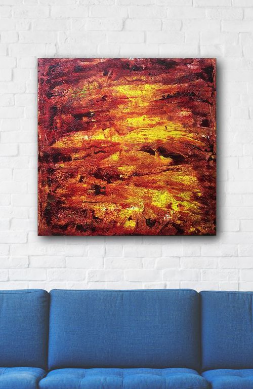 "Firestarter" - Original PMS Abstract Acrylic Painting On Canvas - 30" x 30" by Preston M. Smith (PMS)