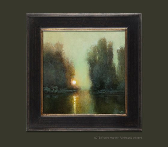 Moonrise Over The Water impressionist tonal landscape