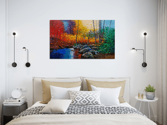 Colorful landscape (100x60cm, oil painting, palette knife)