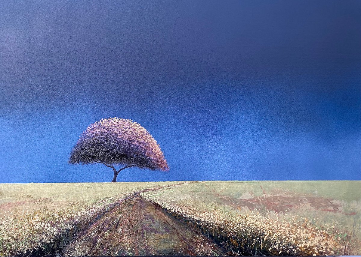Surrealistic Landscape Oil Painting By Simon Jones, 23 X 17", Solaris Blue, Original Artwork