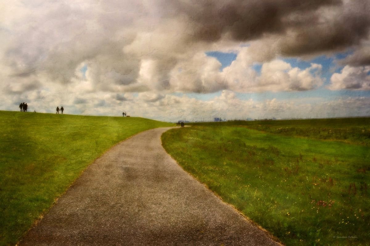 A Walk on the Dike - Hahnemuhle Photo Rag 308 Paper 90 x 60 cm by Sandra Roeken