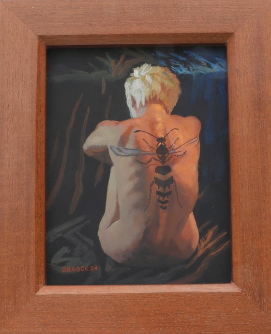 Nude with wasp tattoo