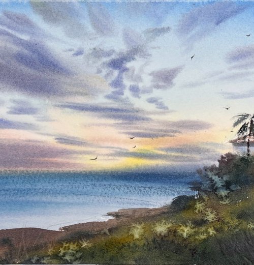 Lighthouse at sunset #7 by Eugenia Gorbacheva