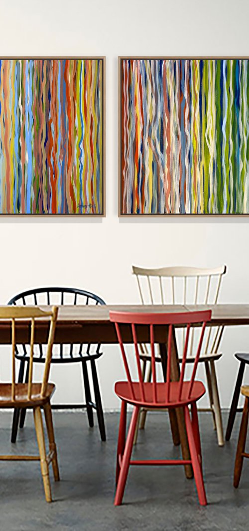 The Velvet Forest – Diptych – 80 x 80cm each – Acrylic on canvas by George Hall