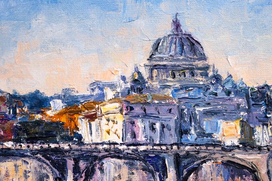 "Rome", city landscape, St. Angelo Bridge, Italy