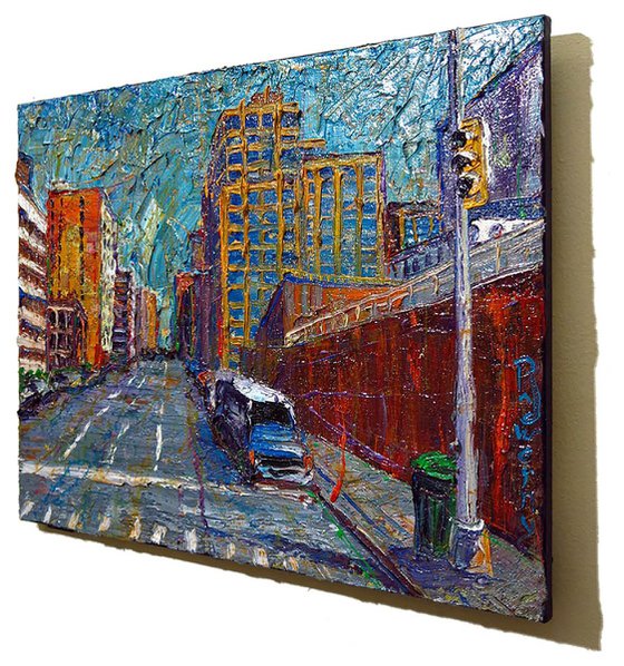 Original Oil Painting Abstract Expressionism Impressionism Cityscape