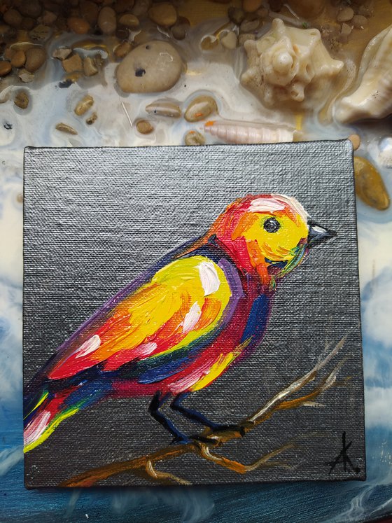 Bird - oil painting, bird, birds oil painting, painting on canvas, gift, parrots, bird art, art bird, animals oil painting