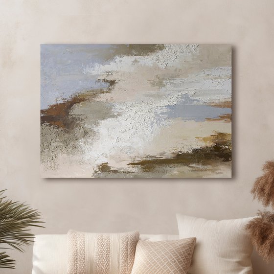 "Borgo" Abstract blue gray textured art