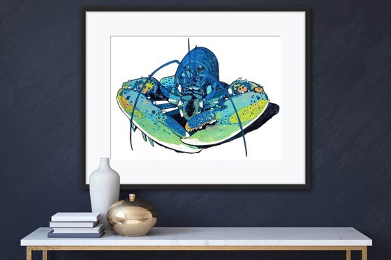 Lobster linocut print