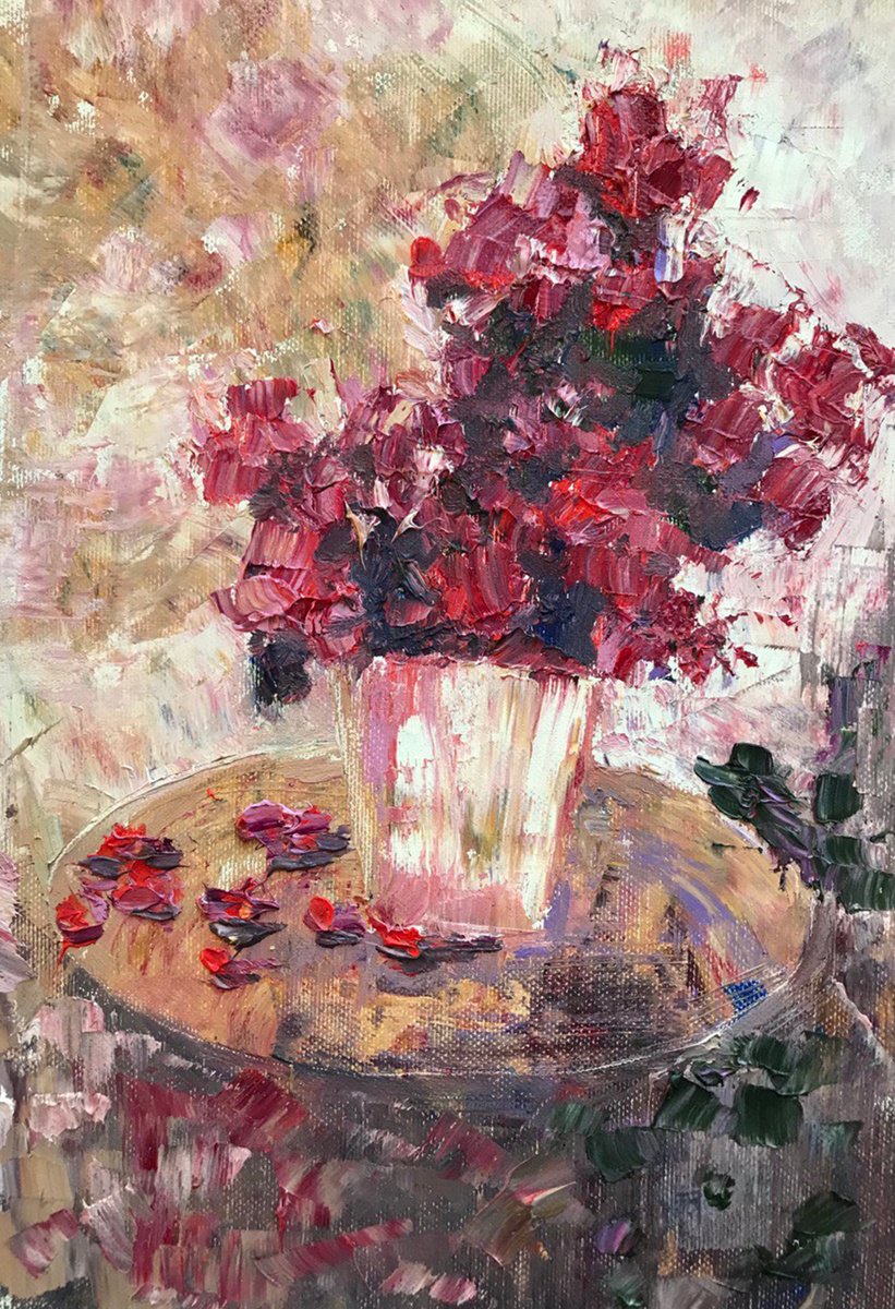 Abstract Botanical Oil Painting By Tetiana Pchelnykova, 8 X 12", Meadow Bouquet, Original Artwork