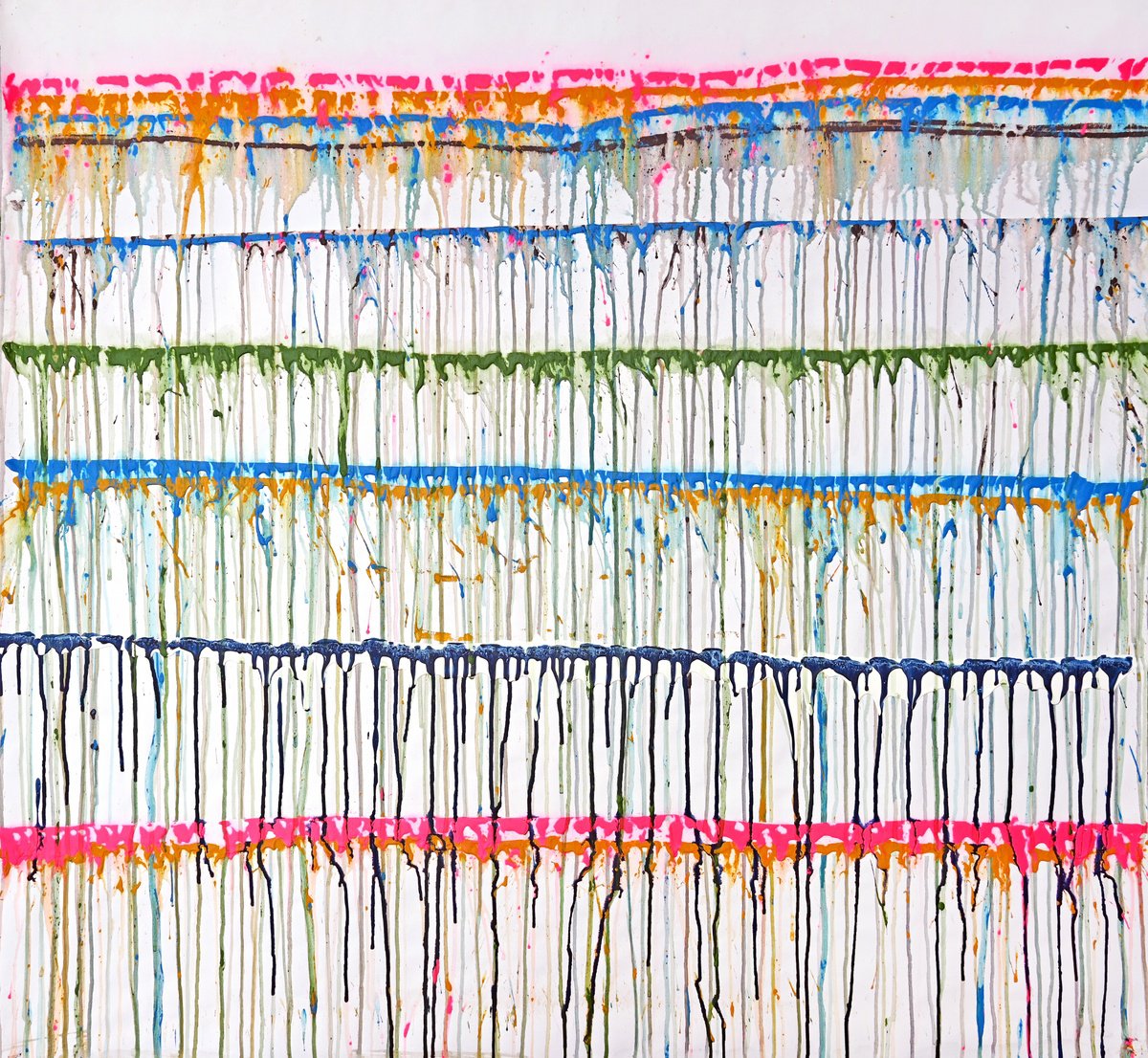 Abstract Acrylic Painting By Sumit Mehndiratta, 41 X 39", Vibrant Rain, Original Artwork