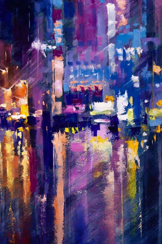 ABSTRACT CITYSCAPE. " Reflection of the night city"