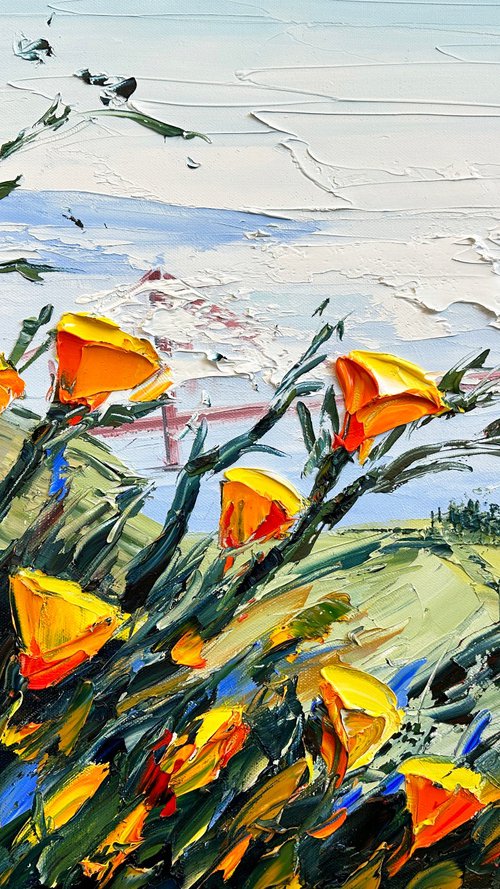 Poppies and the Golden Gate Bridge by Lisa Elley