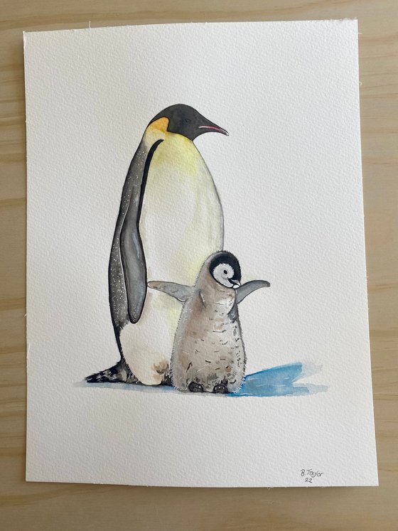 “Joy” Penguins in watercolour