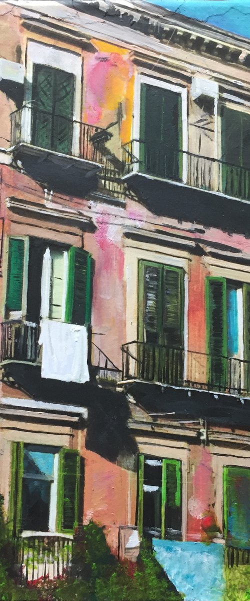 Naples, Red Walled Building by Andrew  Reid Wildman
