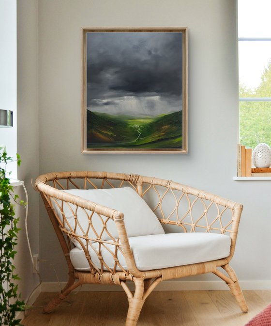 Illuminated Valley, Original oil painting