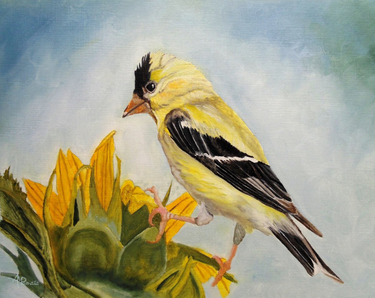 Impressionistic Animal Oil Painting By Angeles M. Pomata, 11 X 9, Golden Heydays, Original Artwork