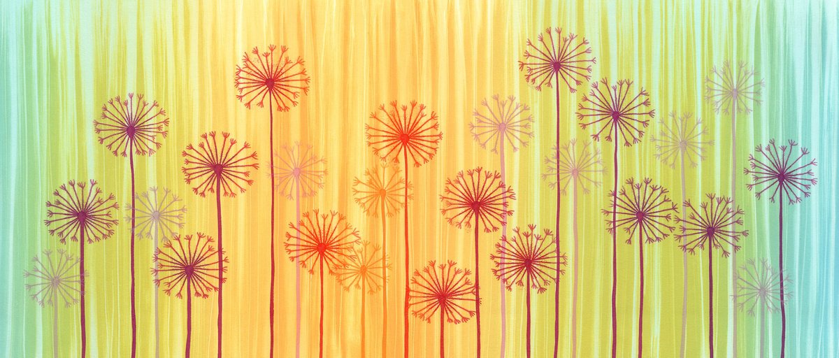 Graphic Botanical Limited Edition Print By Rebecca Vincent, 30 X 15", Garden Stars, Original Artwork
