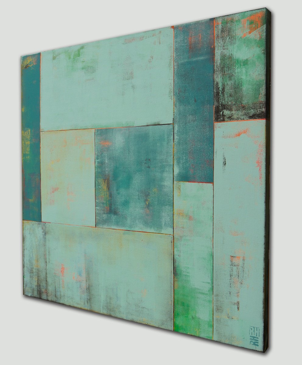 Turquoise Tiles B By Ronald Hunter, 35 X 35, Artwork For Sale On Artfinder