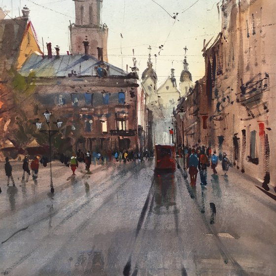 Romantic old city painting